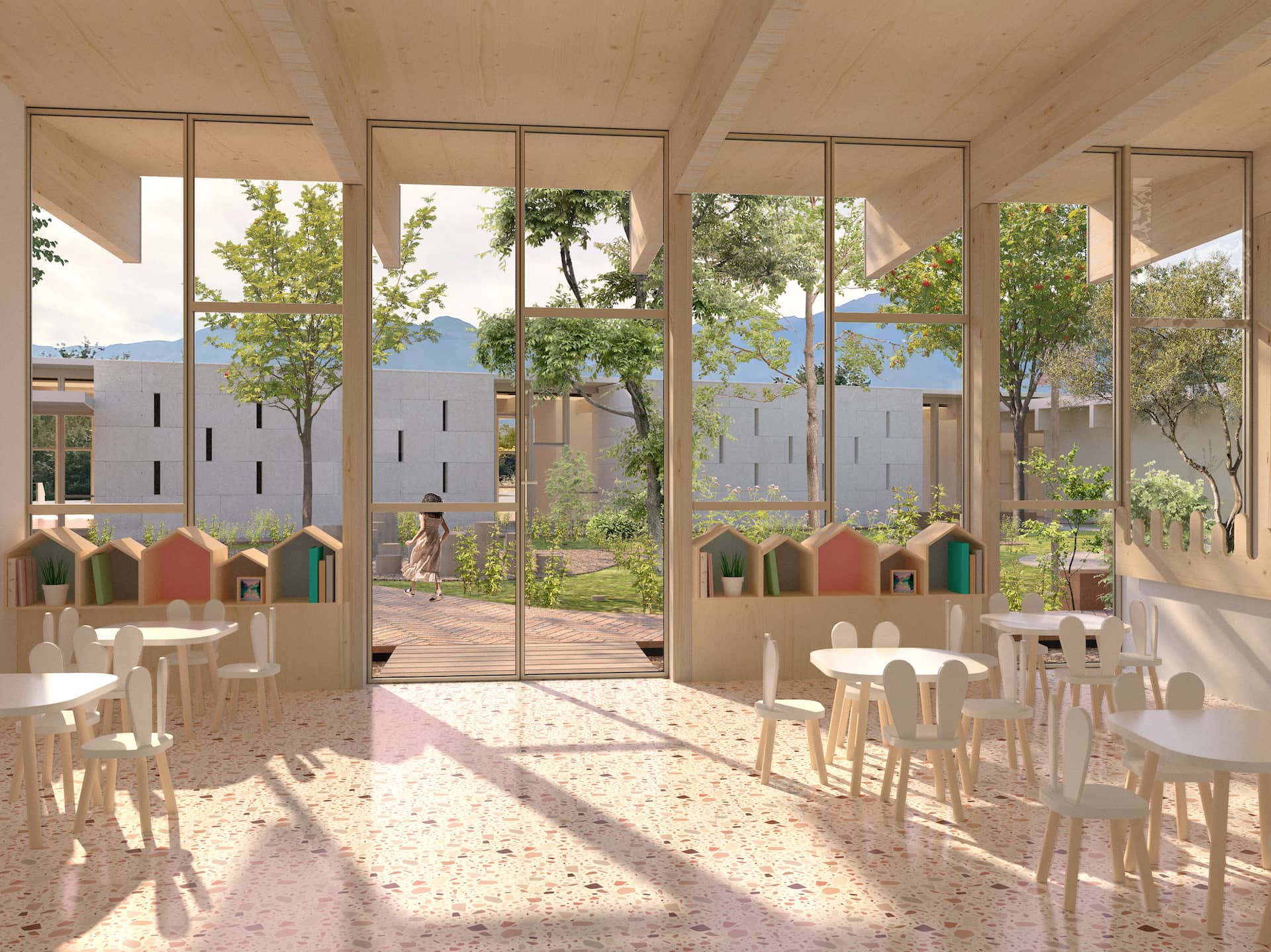 teissier-portal-architectes_vinca-groupe-scolaire_vue-intérieure-restaurant-maternelle